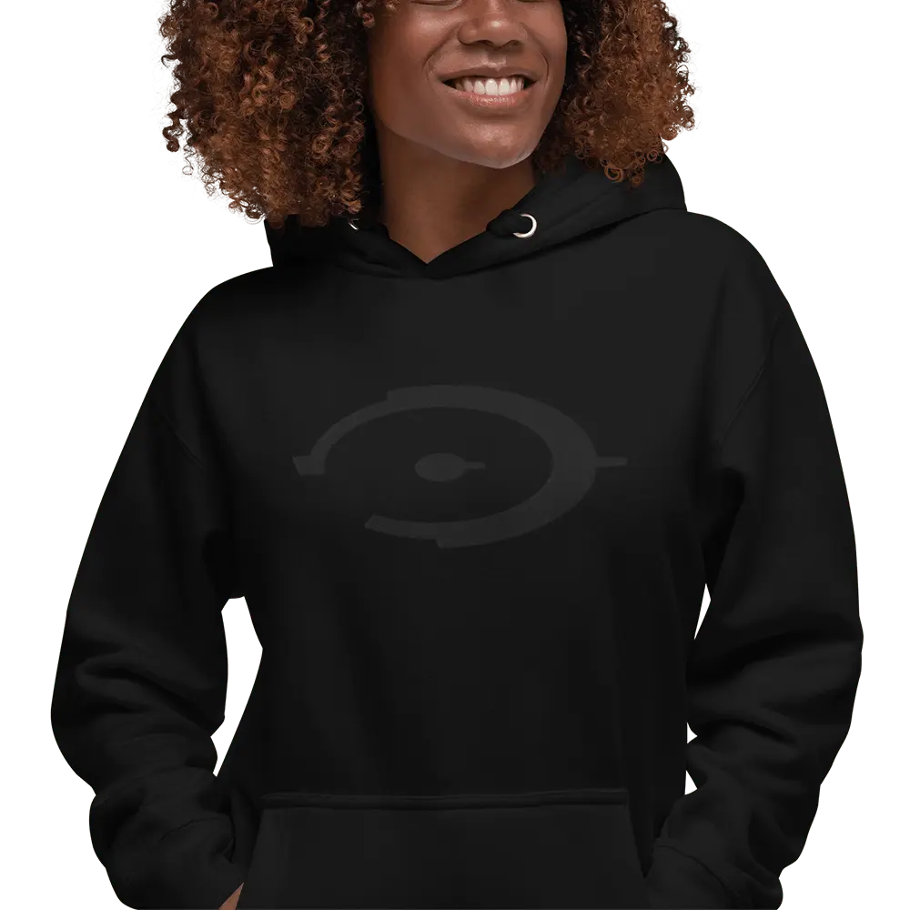 Embroidered Unisex Hoodie - Black Hoodie With Pouch Pocket | Soft Cotton Blend