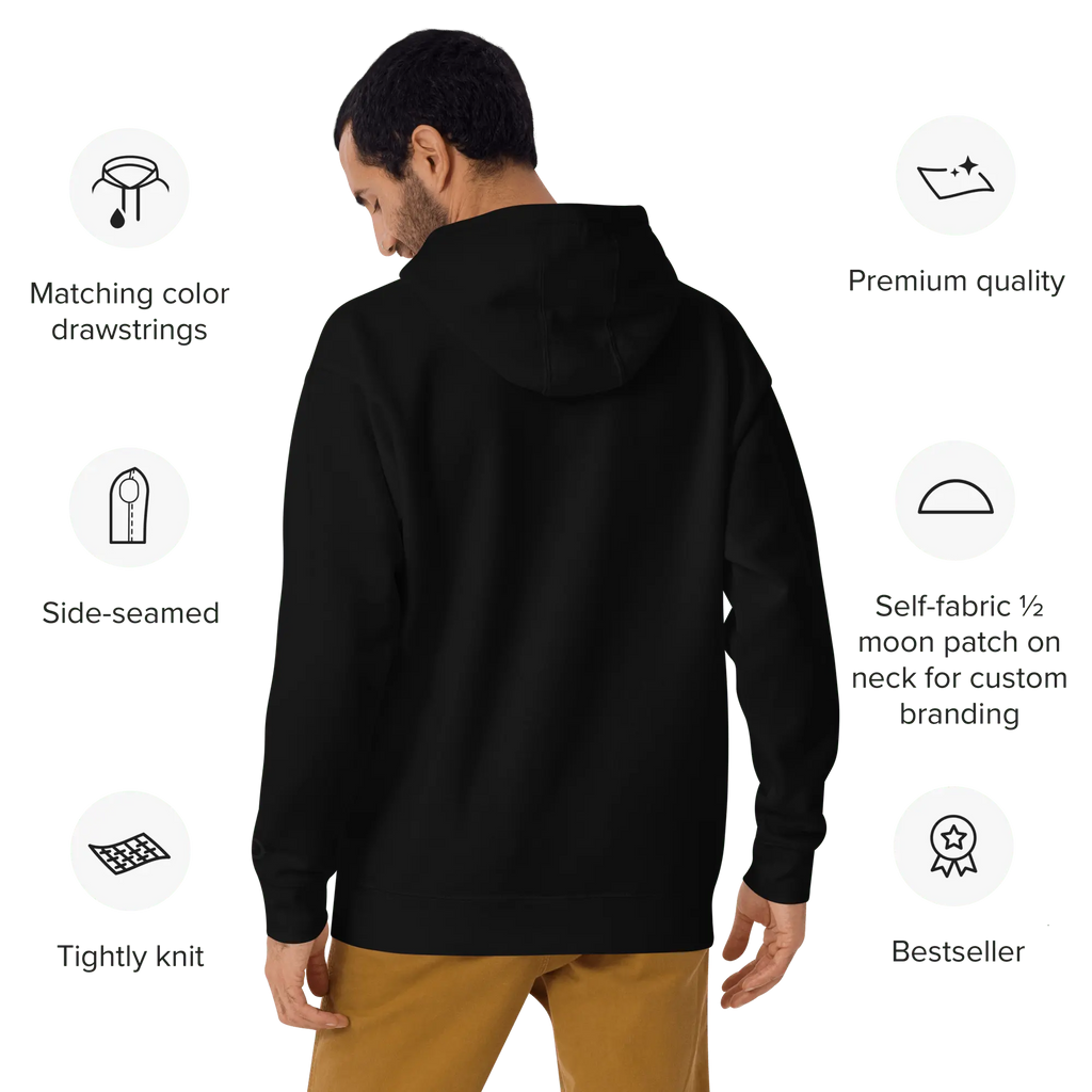 Embroidered Unisex Hoodie - Black Hoodie With Pouch Pocket | Soft Cotton Blend
