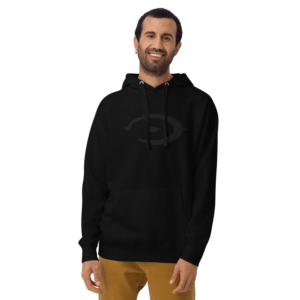 Embroidered Unisex Hoodie - Black Hoodie With Pouch Pocket | Soft Cotton Blend