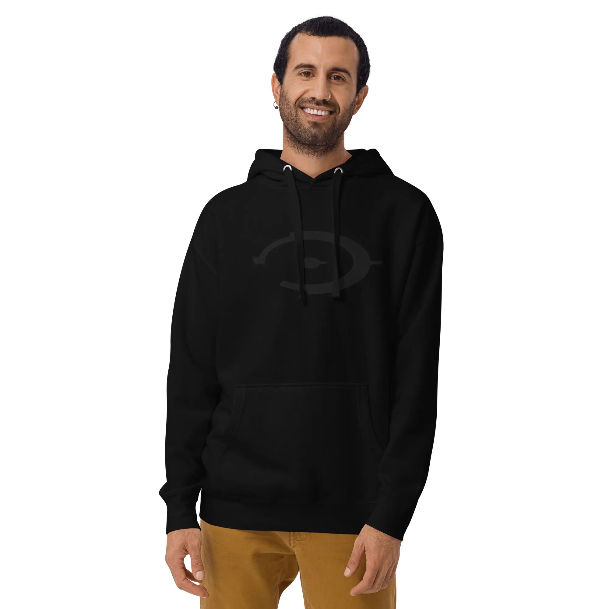 Embroidered Unisex Hoodie - Black Hoodie With Pouch Pocket | Soft Cotton Blend