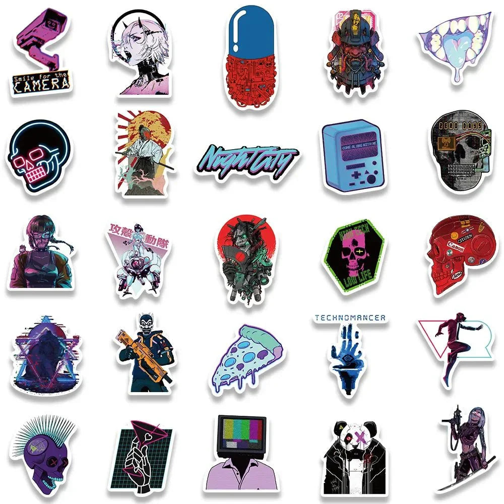 Cyberpunk Stickers – Cartoon Sticker Pack With Durable Vinyl & Vibrant Art