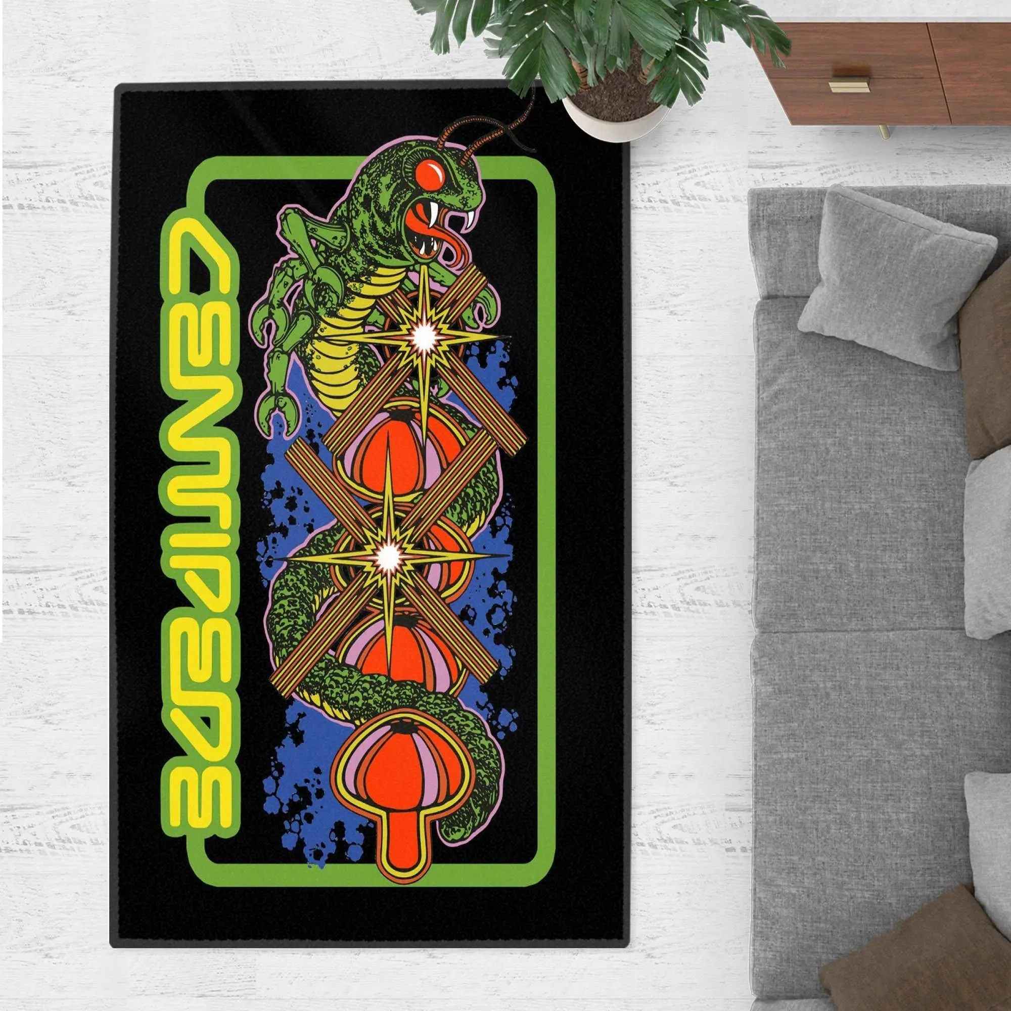 Centipede Area Rug - Classic Arcade Game Rug for Gaming Room Decor