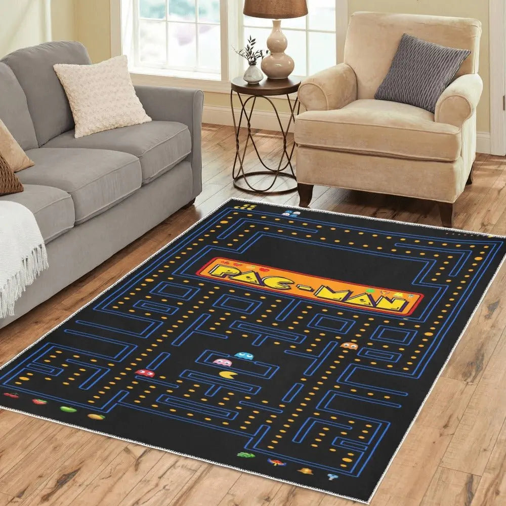 Arcade Game Rug – Classic Retro Game Carpet with Non Slip Backing, 84x60 Inches