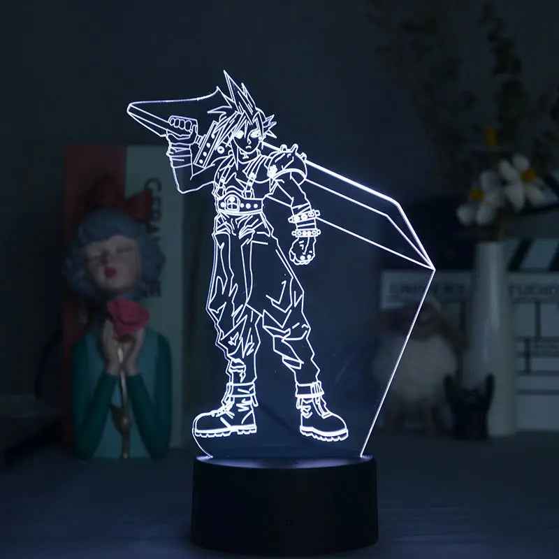 Cloud Strife Night Light – LED Touch Lamp for Game Room Lighting & USB Powered