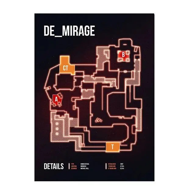 Counter-Strike Legends: CS GO Map Art Prints for Gamers