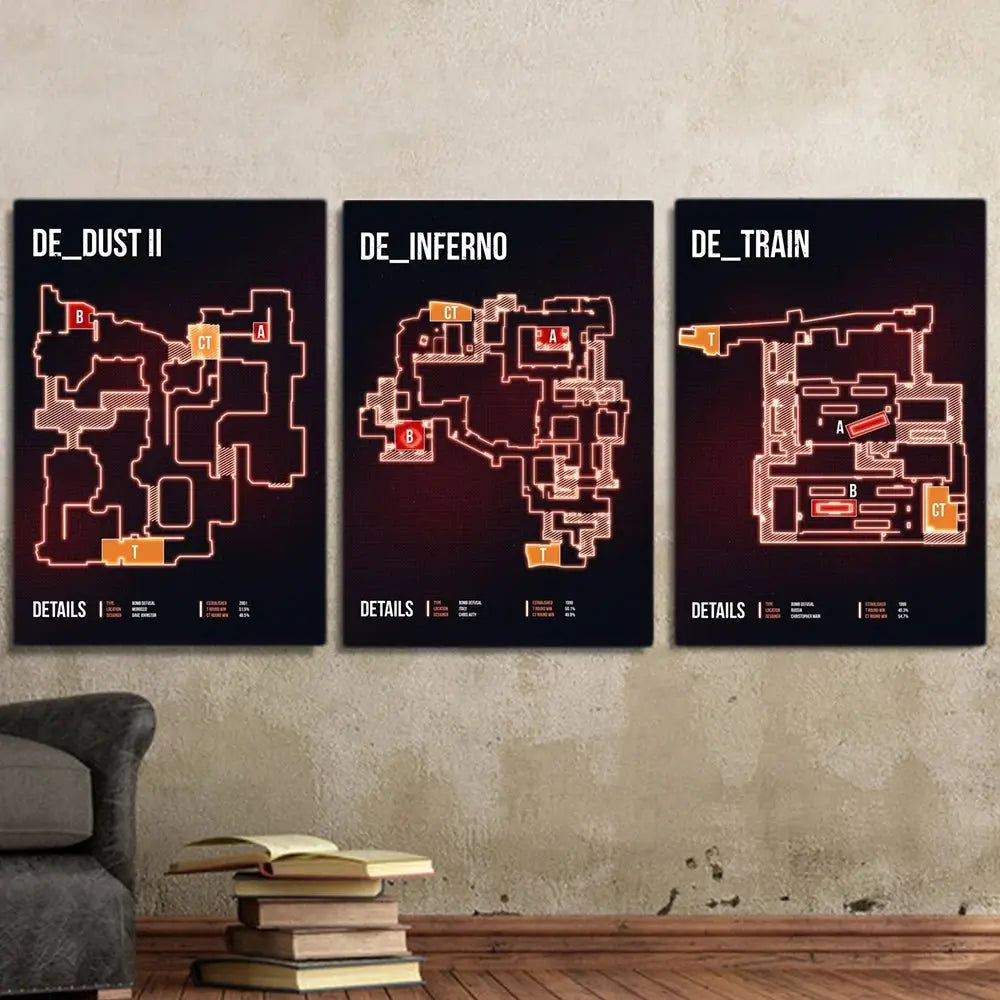 Counter-Strike Legends: CS GO Map Art Prints for Gamers