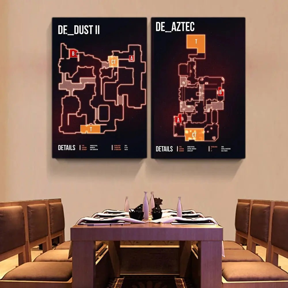 Counter-Strike Legends: CS GO Map Art Prints for Gamers
