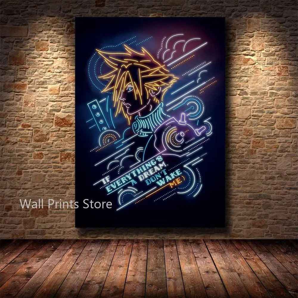 Final Fantasy 7 Poster – Tifa Cloud Aeris Canvas Game Wall Art Decoration