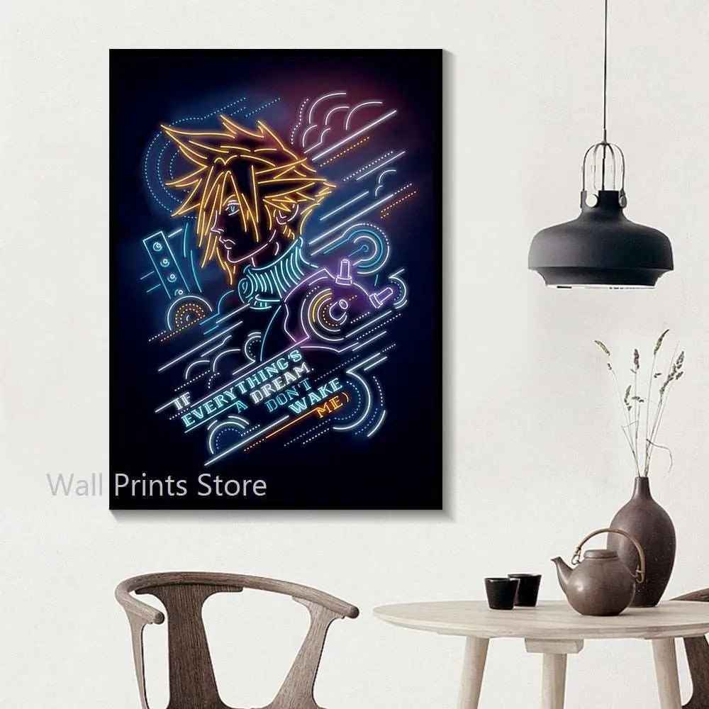 Final Fantasy 7 Poster – Tifa Cloud Aeris Canvas Game Wall Art Decoration