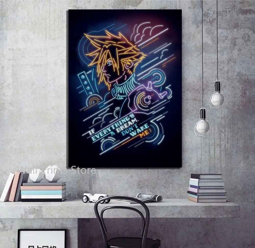 Final Fantasy 7 Poster – Tifa Cloud Aeris Canvas Game Wall Art Decoration