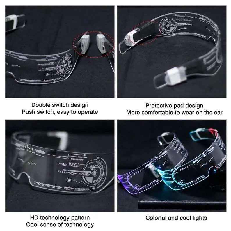 Cyberpunk Futuristic Glasses – LED Visor Glasses with 7 Color Change & UV Protection