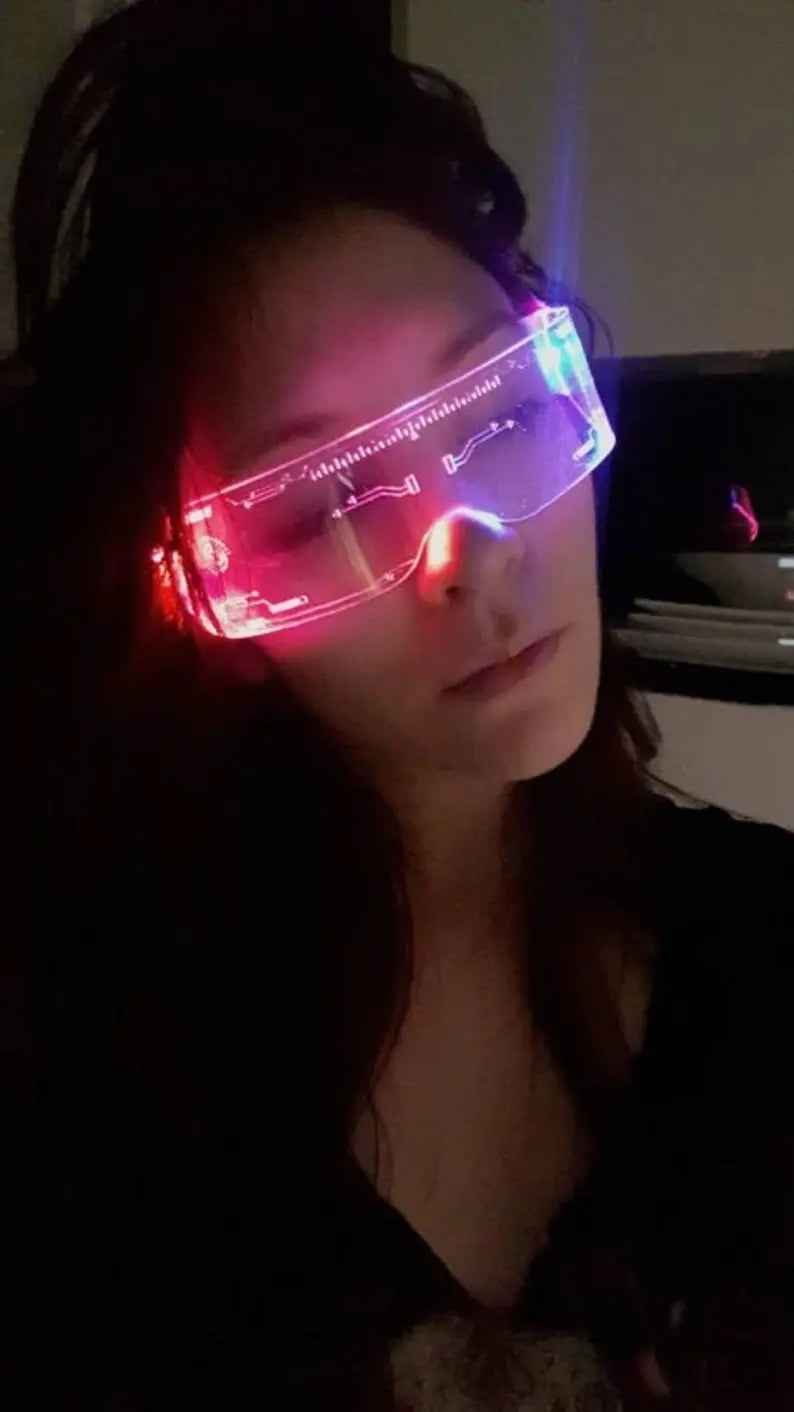 Cyberpunk Futuristic Glasses – LED Visor Glasses with 7 Color Change & UV Protection