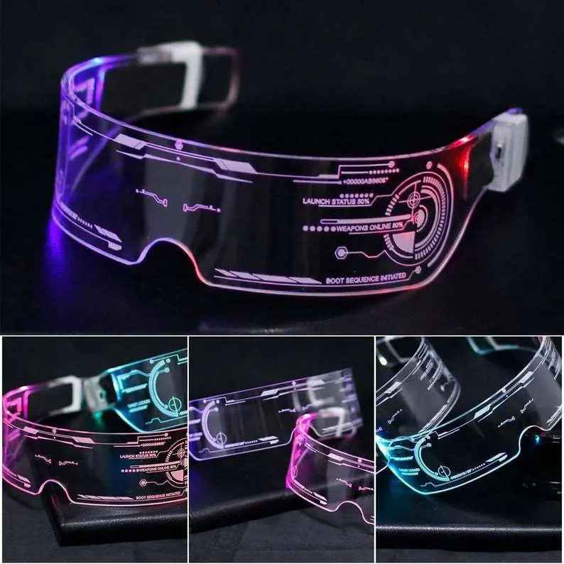 Cyberpunk Futuristic Glasses – LED Visor Glasses with 7 Color Change & UV Protection