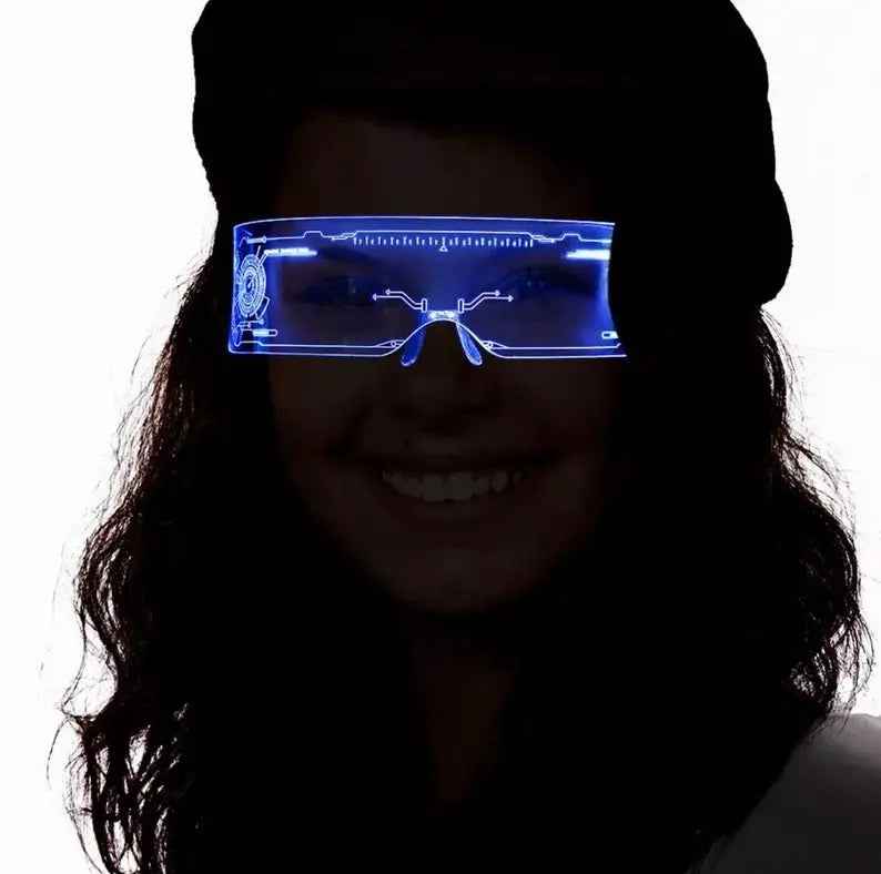Cyberpunk Futuristic Glasses – LED Visor Glasses with 7 Color Change & UV Protection