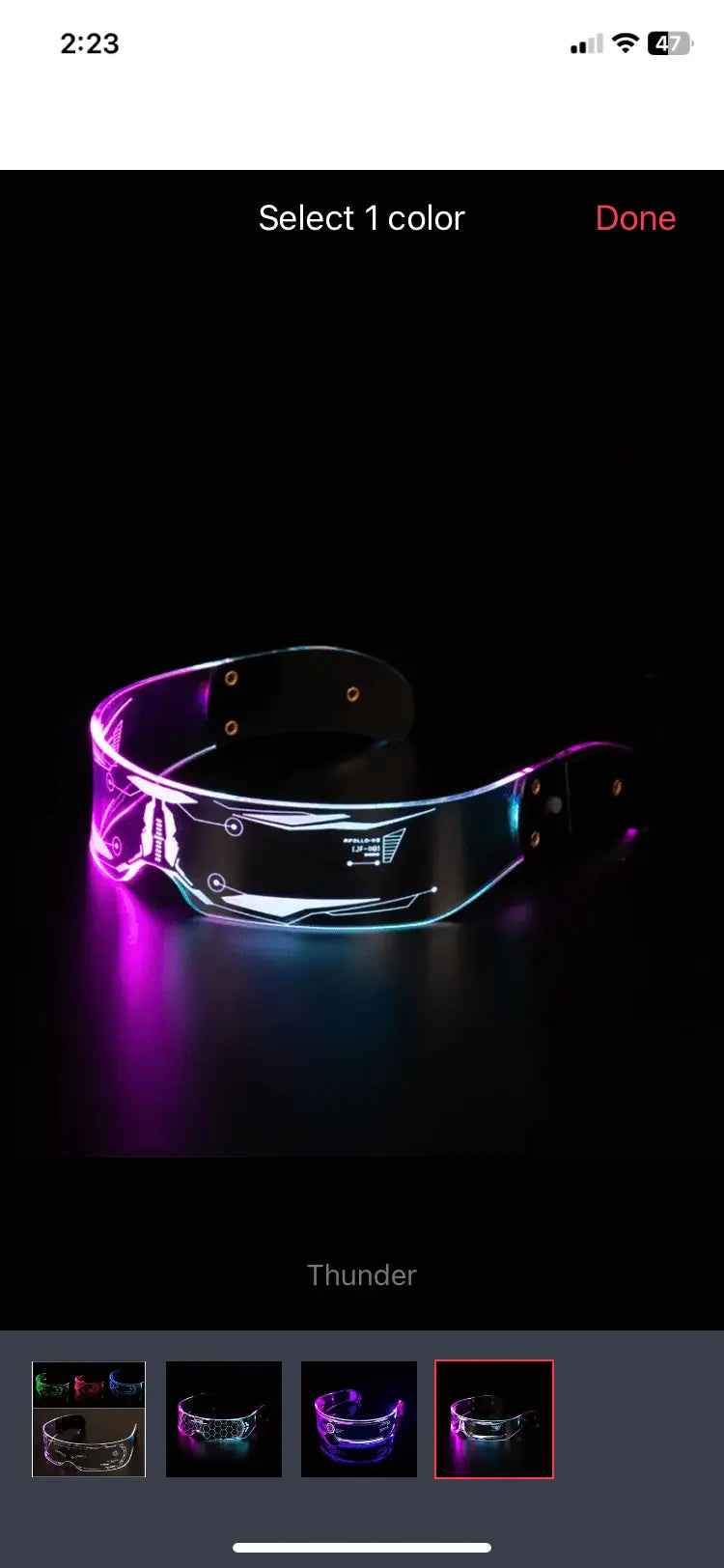 Cyberpunk Futuristic Glasses – LED Visor Glasses with 7 Color Change & UV Protection