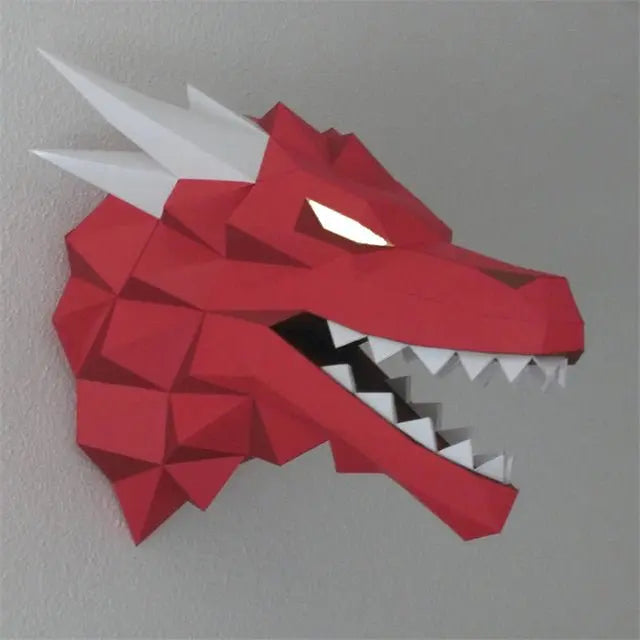 3D Dragon Puzzle - Red Dragon Head Model | Creative Paper Puzzle Gift for Adults & Kids