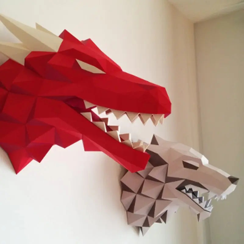 3D Dragon Puzzle - Red Dragon Head Model | Creative Paper Puzzle Gift for Adults & Kids