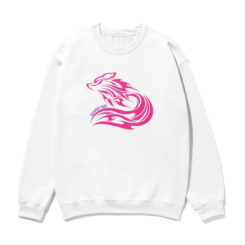 Gamer Girl Sweatshirt - Pink Fox Unisex Printed Sleeve Print Midweight Fleece