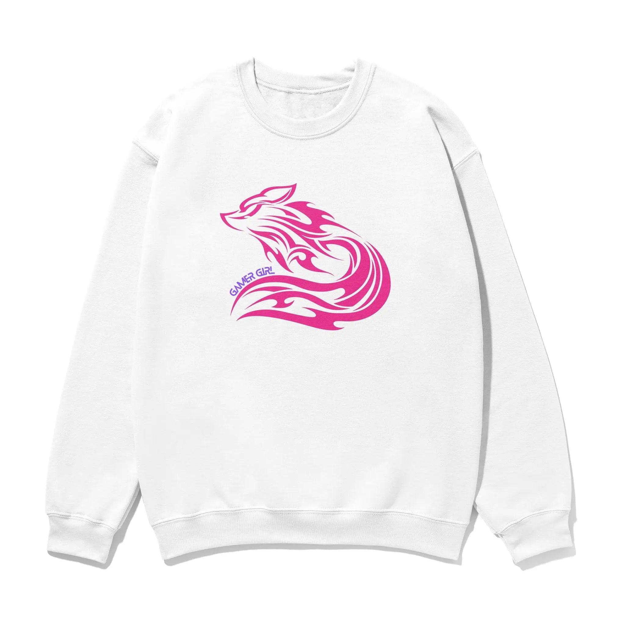 Gamer Girl Sweatshirt - Pink Fox Unisex Printed Classic Fit with Unique Sleeve Print