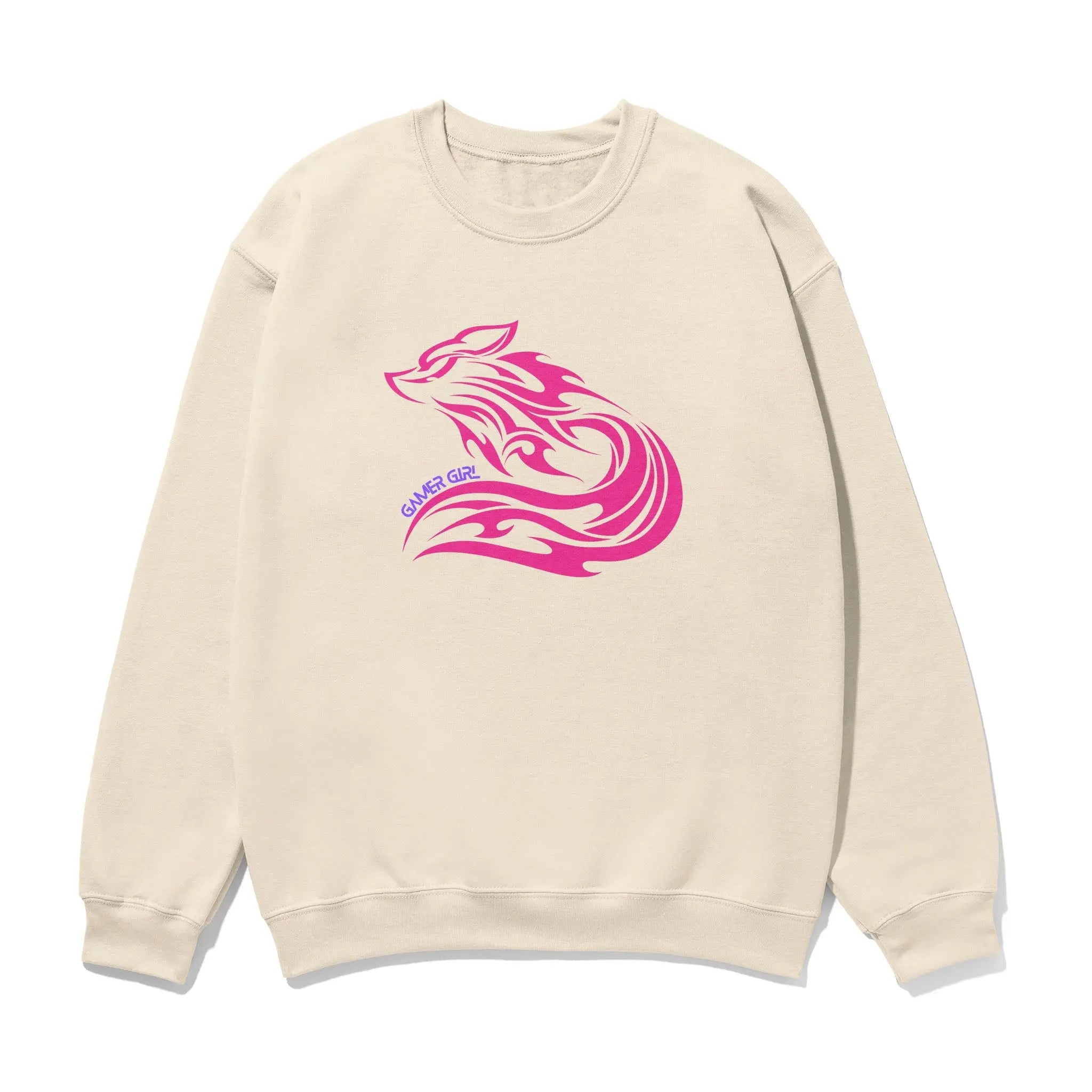Gamer Girl Sweatshirt - Unisex Printed Pink Fox Hoodie with Sleeve Print