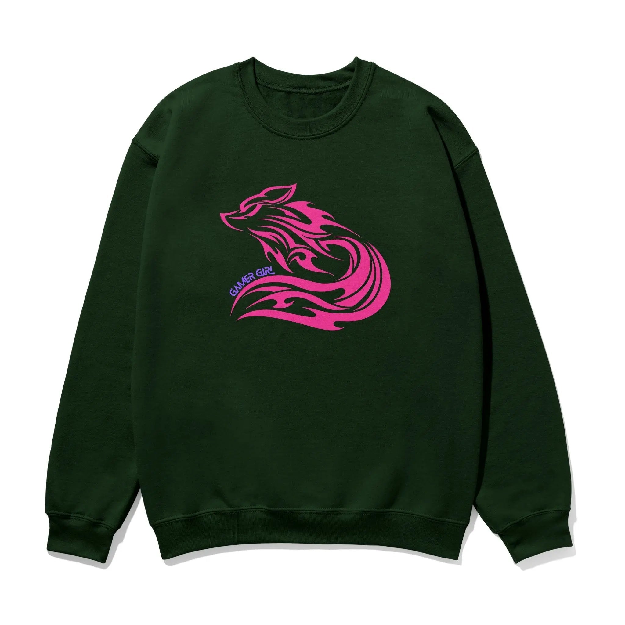 Gamer Girl Sweatshirt - Unisex Printed Pink Fox Sweatshirt With Sleeve Print