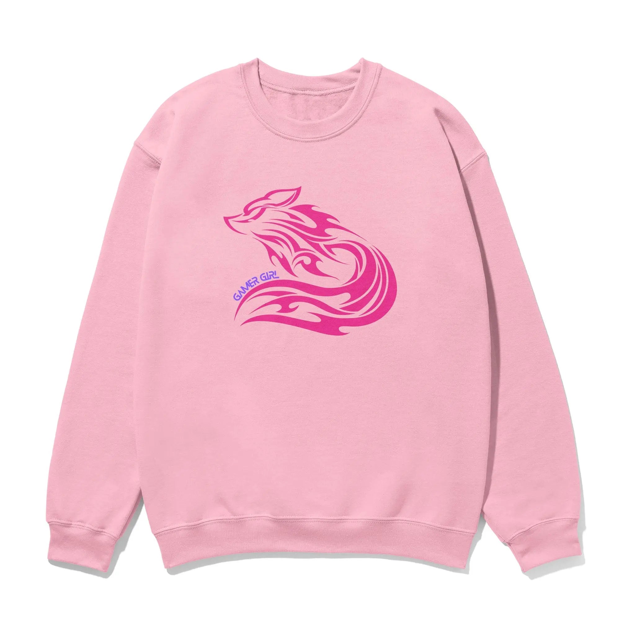 Gamer Girl Sweatshirt - Unisex Printed Pink Fox Sleeve | Comfortable Midweight Fleece