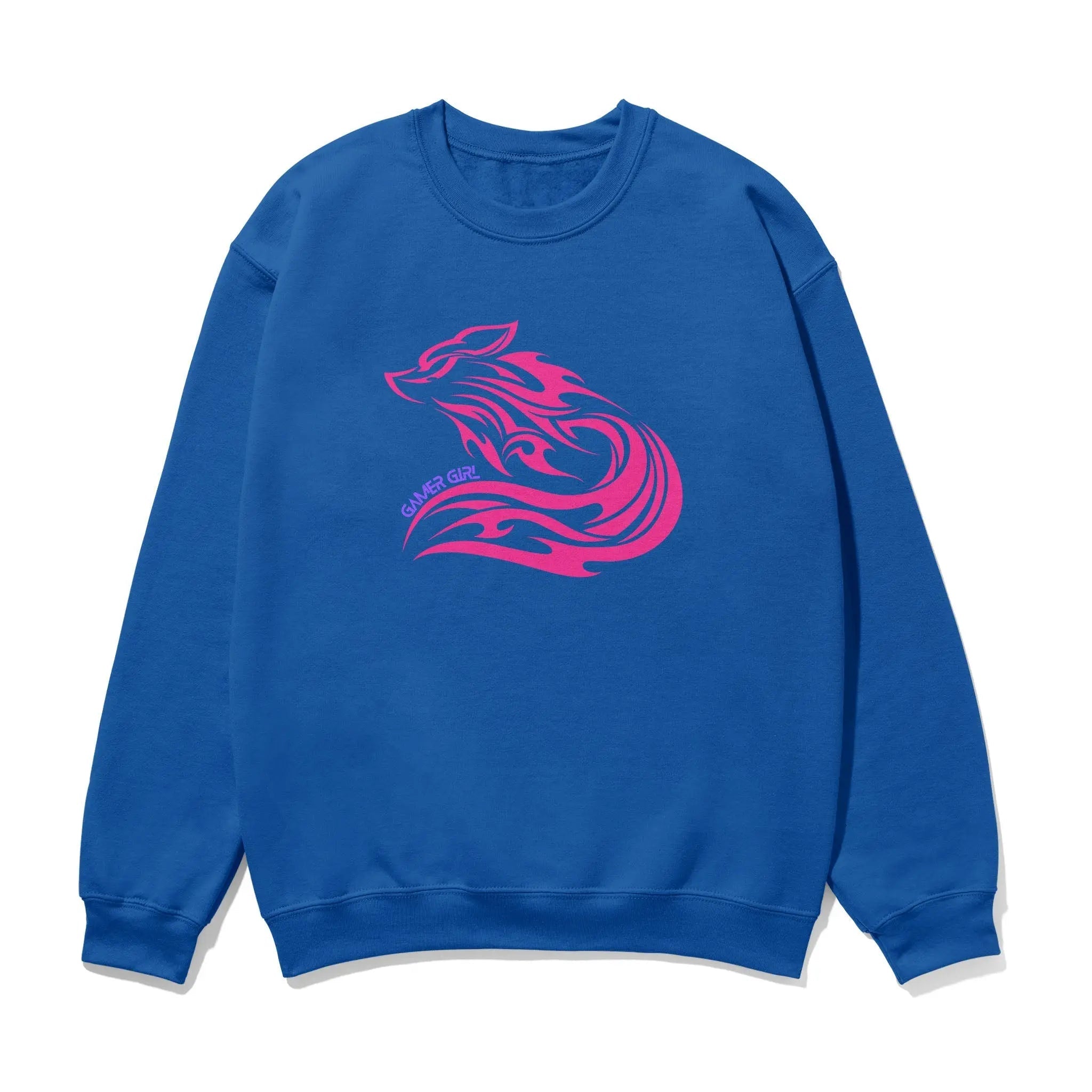 Gamer Girl Sweatshirt – Unisex Printed Pink Fox Sleeve Design, Comfortable Fleece