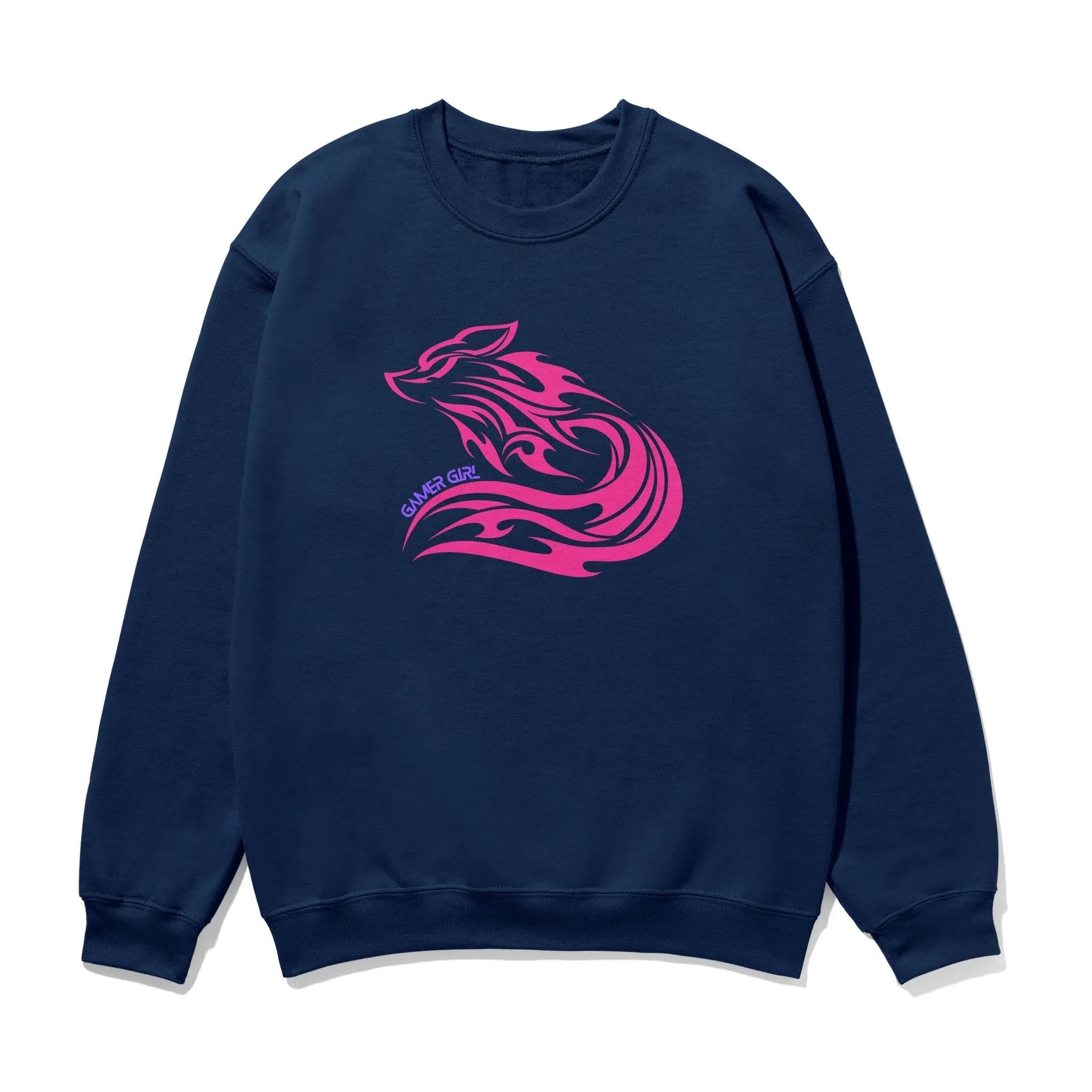 Gamer Girl Sweatshirt - Pink Fox Unisex Printed Midweight Fleece With Sleeve Print