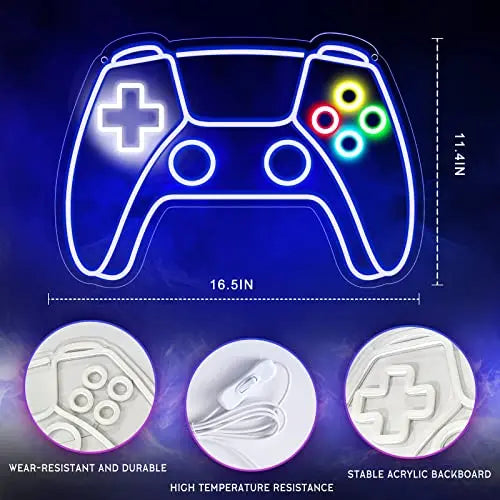 Gamer Neon Sign – USB Powered LED Gamepad Neon Light for Gaming Room Decor