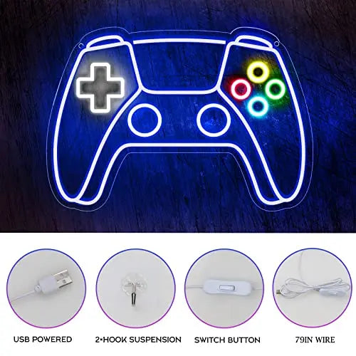 Gamer Neon Sign – USB Powered LED Gamepad Neon Light for Gaming Room Decor