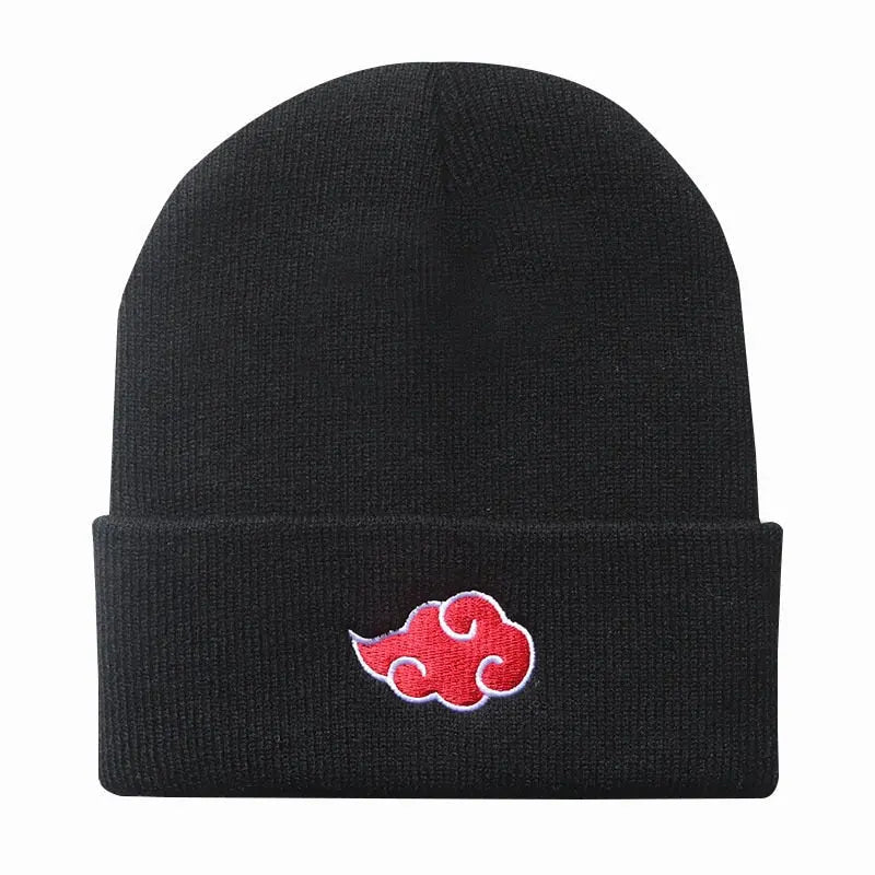 Anime Akatsuki Beanie – Naruto Red Cloud Embroidered Winter Cap Acrylic Hat