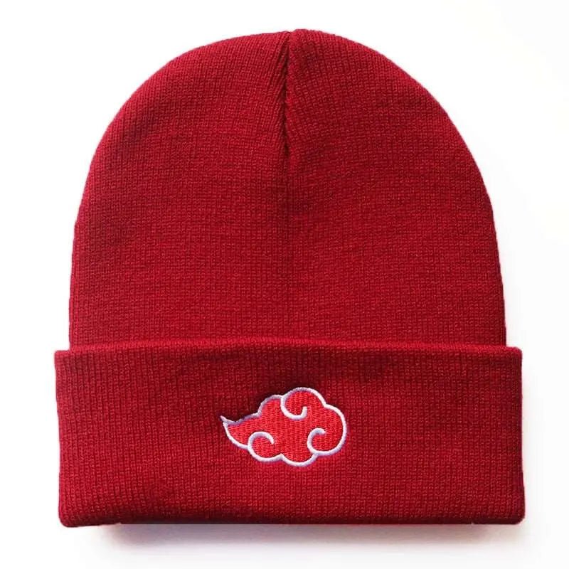 Anime Akatsuki Beanie – Naruto Red Cloud Embroidered Winter Cap Acrylic Hat