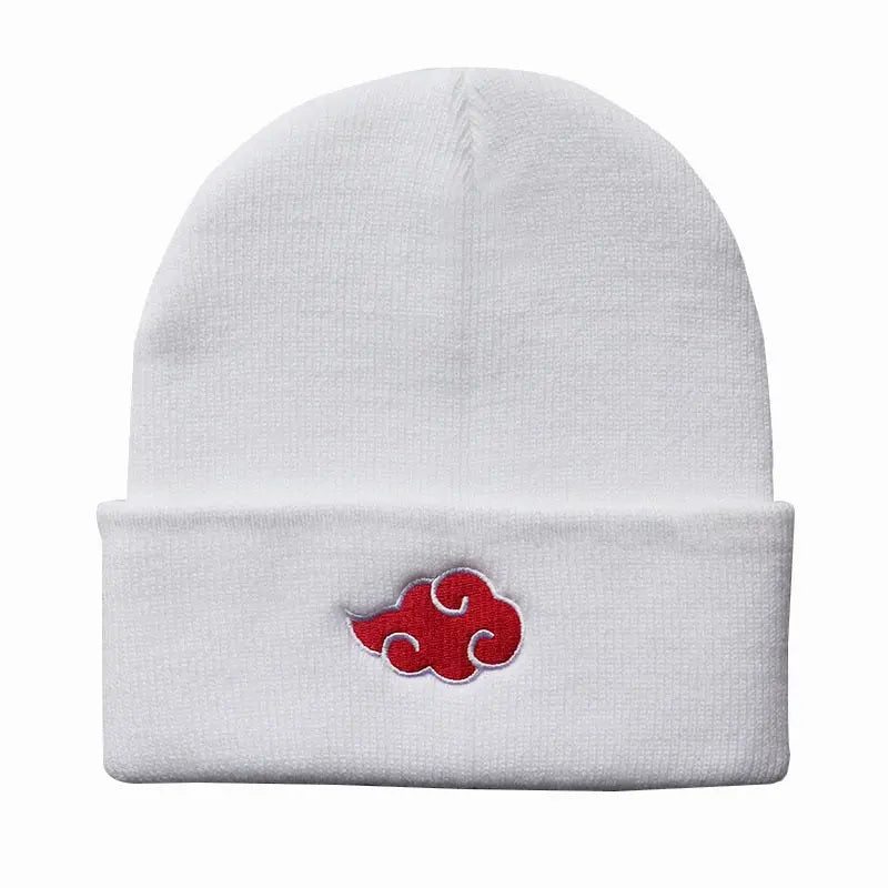 Anime Akatsuki Beanie – Naruto Red Cloud Embroidered Winter Cap Acrylic Hat