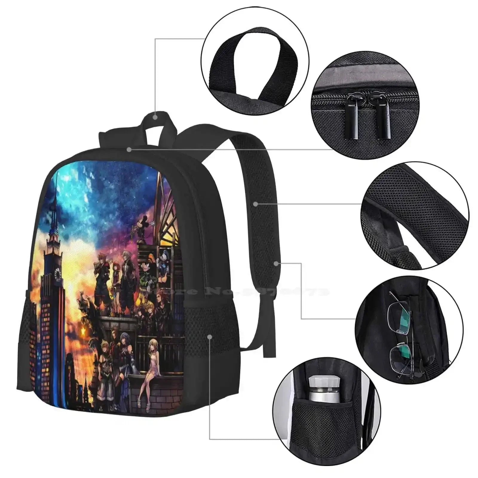 Kingdom Hearts Backpack - Durable School Backpacks For Teens | Anime Style Travel Bag