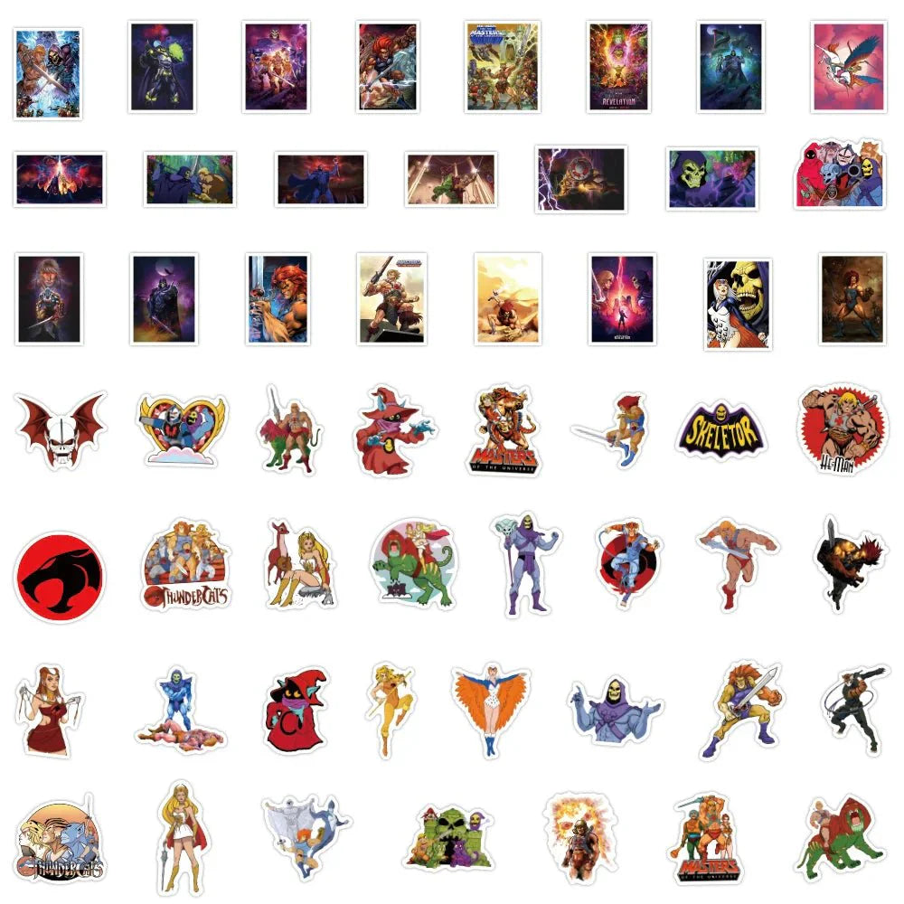 Thundercats Stickers - 50 Piece Cartoon & He-Man Decals | Retro Anime Style
