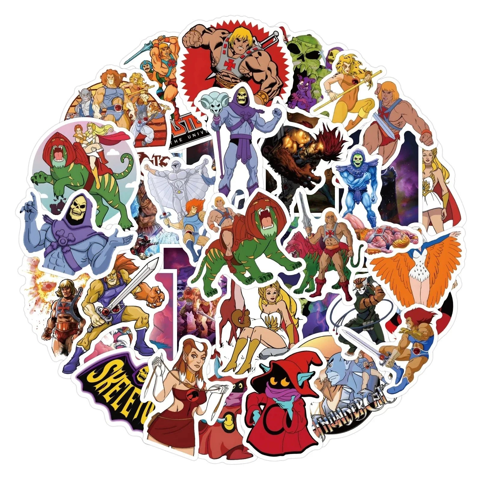 Thundercats Stickers - 50 Piece Cartoon & He-Man Decals | Retro Anime Style