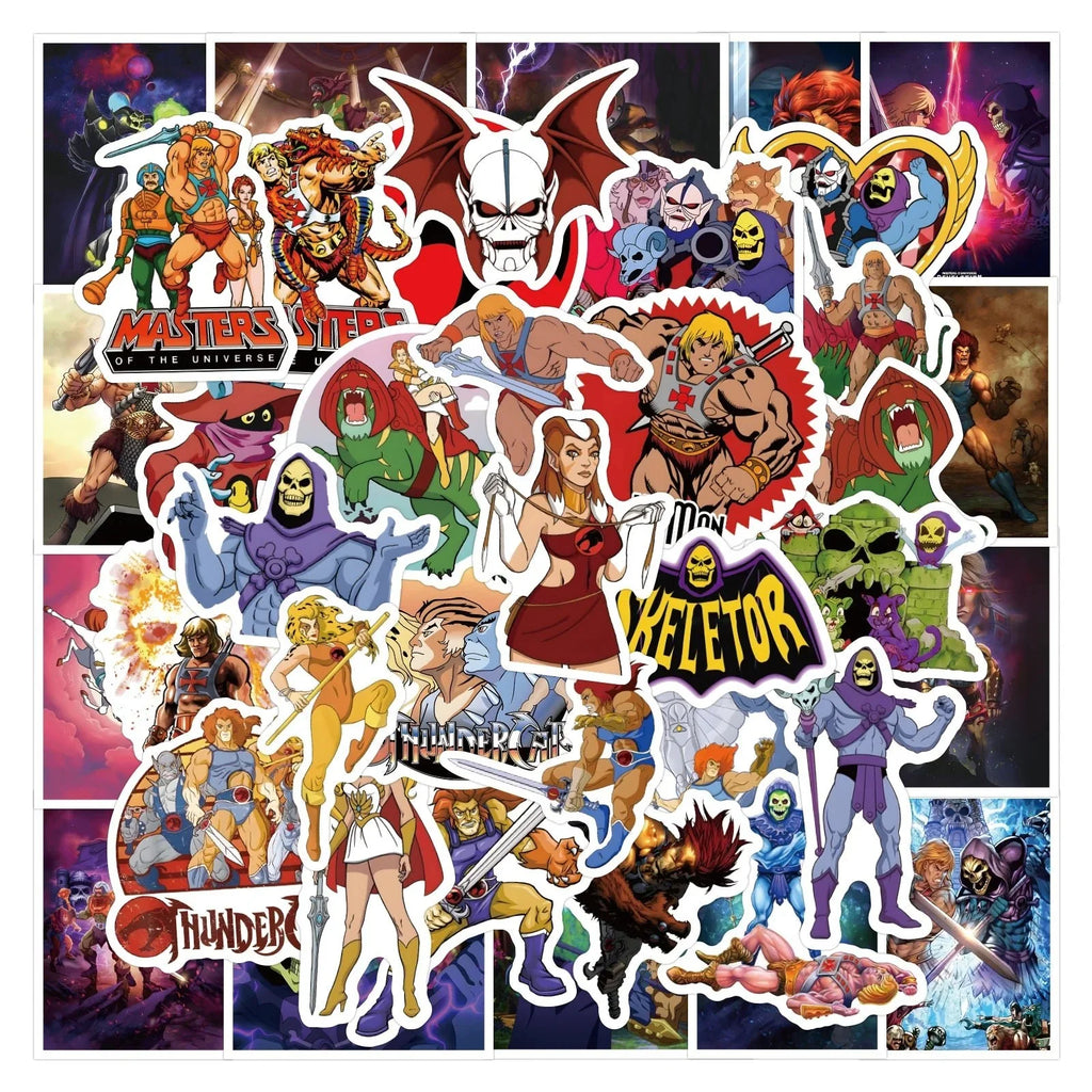 Thundercats Stickers - 50 Piece Cartoon & He-Man Decals | Retro Anime Style