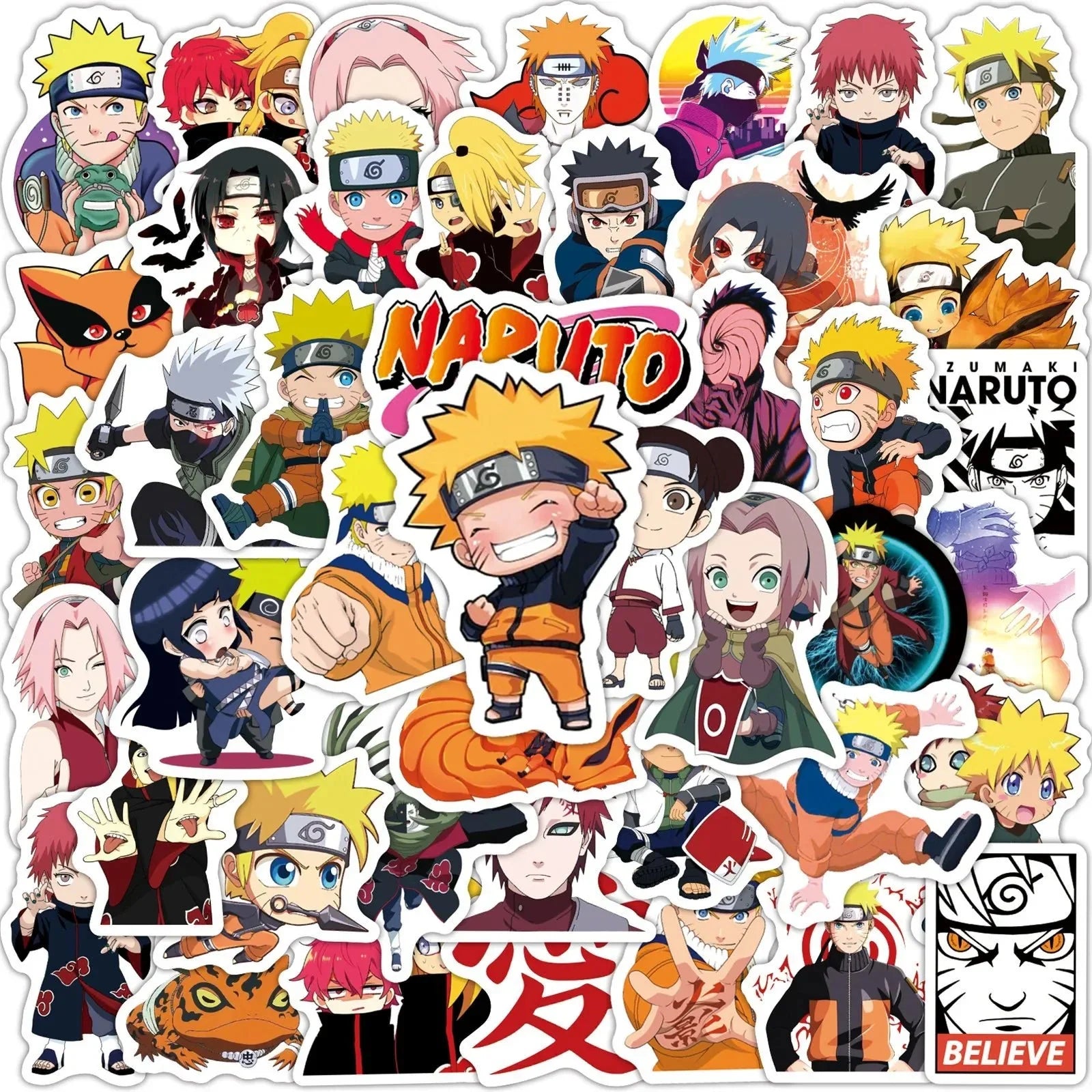 Naruto Anime Stickers - Durable Vinyl Decals for Laptops & Water Bottles, 10-100pcs