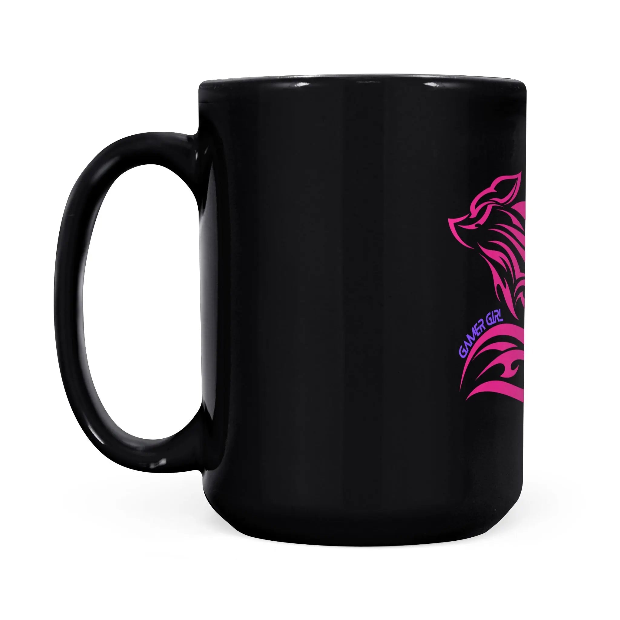 Gamer Girl Mug - Pink Fox Black Coffee Mug | Heat Resistant, Glossy Finish