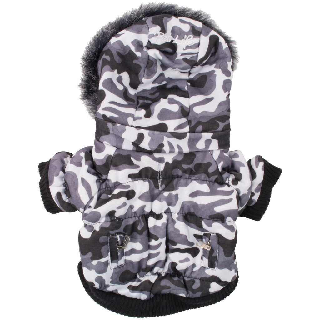Pet Life ® Classic Metallic Fashion 3M Insulated Dog Coat Parka  w/ Removable Hood