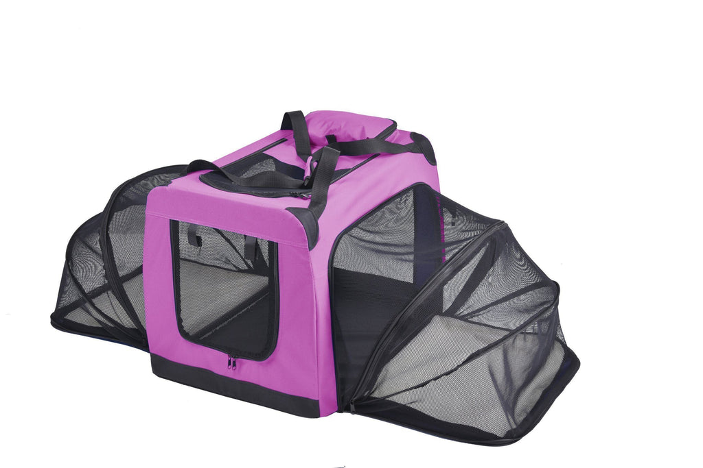 Pet Life ®  'Hounda Accordion' Metal Framed Soft-Folding Collapsible Dual-Sided Expandable Pet Dog Crate