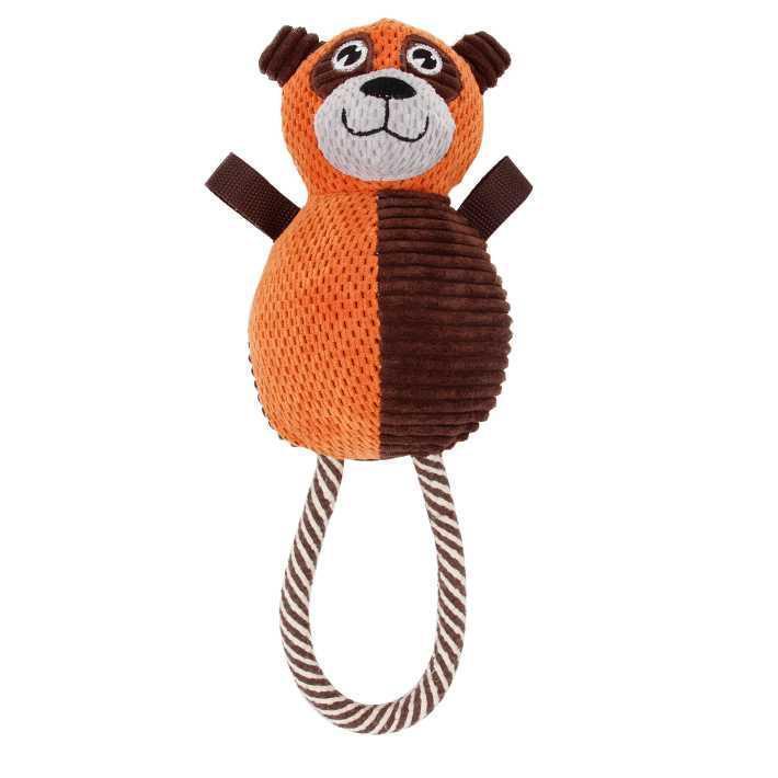 Pet Life ® 'Huggabear' Natural Jute Squeaking and Tug Plush Dog Toy