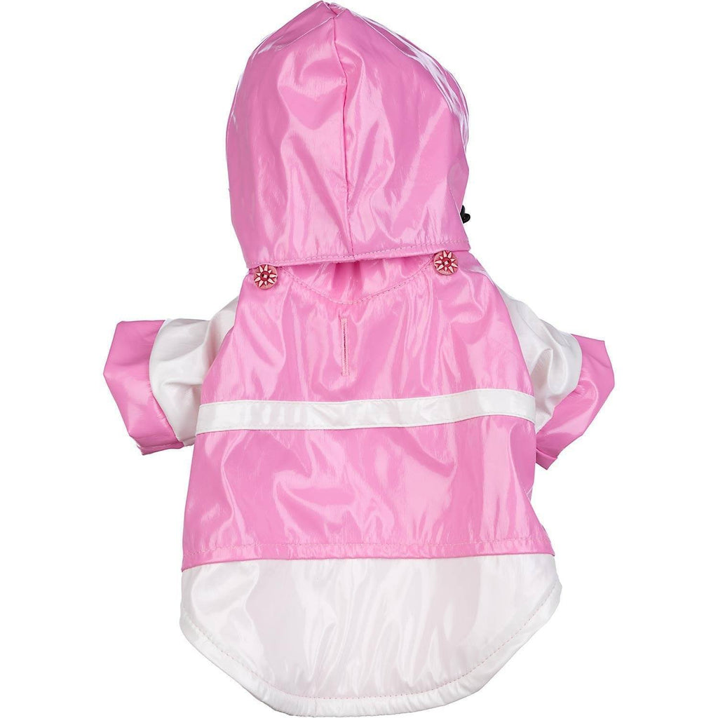 Pet Life ® 'Two-Tone' Waterproof Adjustable Dog Raincoat Jacket w/ Removable Hood