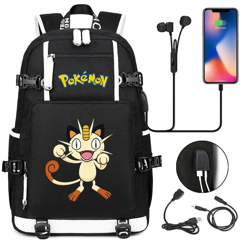 Pokémon adventure-packed schoolbag featuring Pikachu, Charizard, Gengar, and Bulbasaur