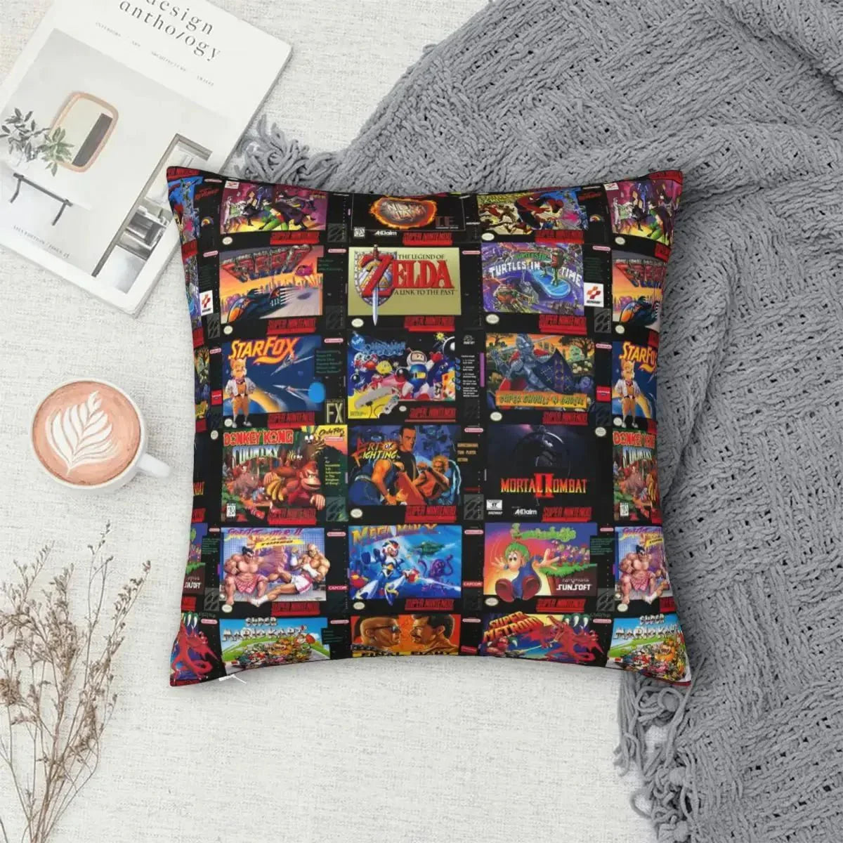 Retro Gaming Boxes Square Pillowcase Polyester Linen Velvet Printed Zip Decor Pillow Case Home Cushion Cover