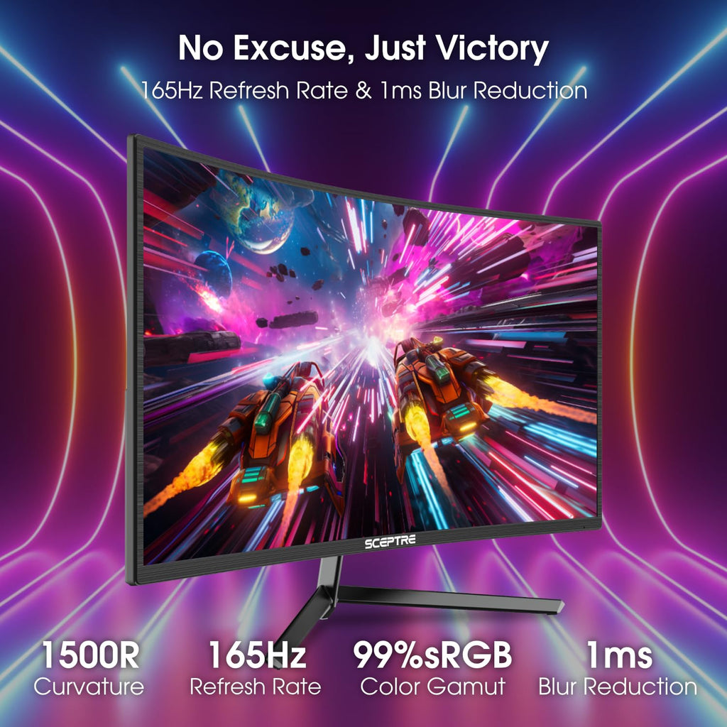 Curved Gaming Monitor 24 Inch Full HD 1080p Display | High Refresh Rate, VESA Wall Mount