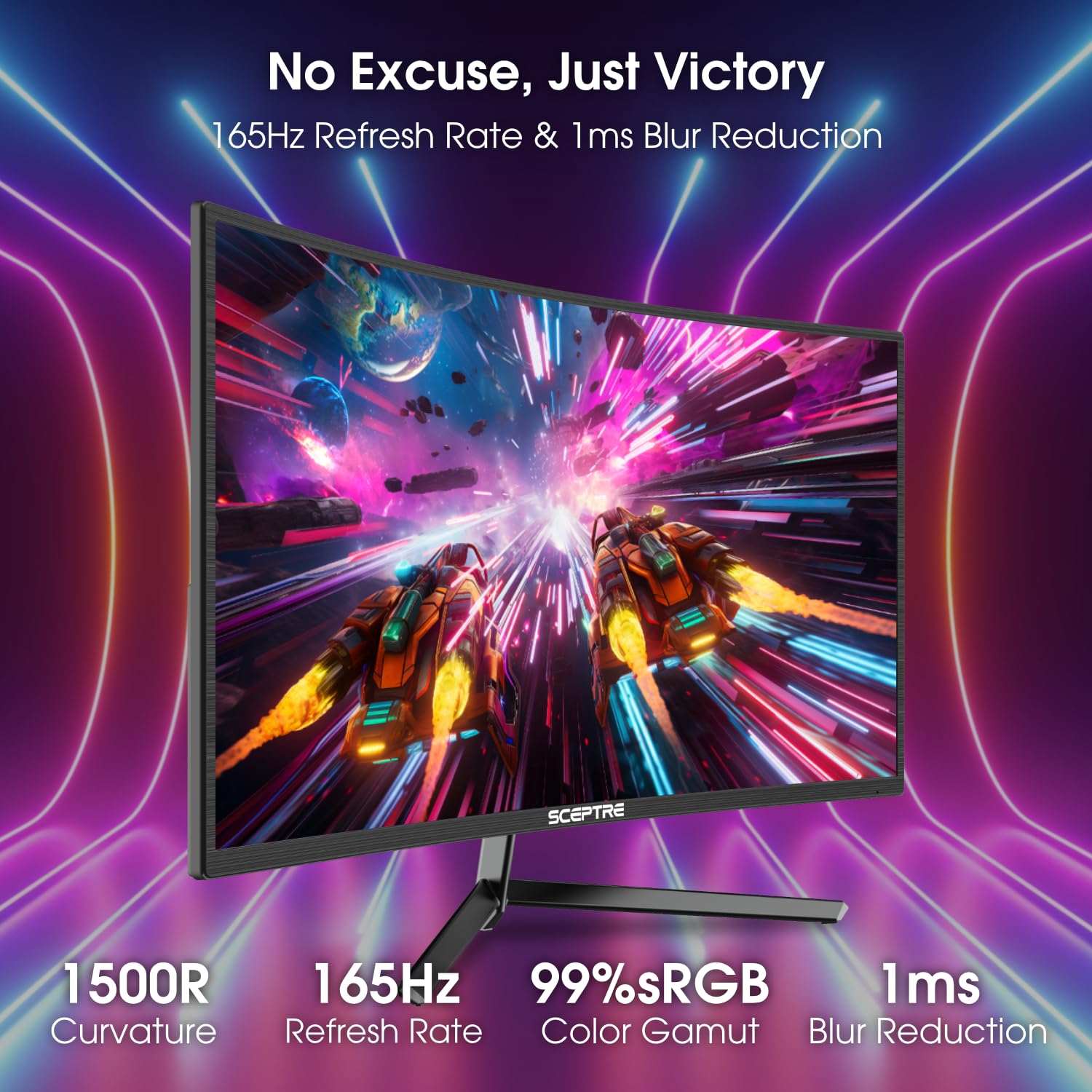 Curved Gaming Monitor 24 Inch Full HD 1080p Display | High Refresh Rate, VESA Wall Mount