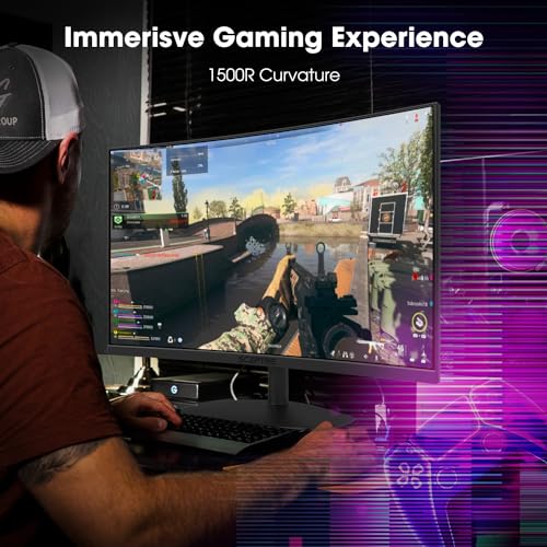 Curved Gaming Monitor 24 Inch Full HD 1080p Display | High Refresh Rate, VESA Wall Mount