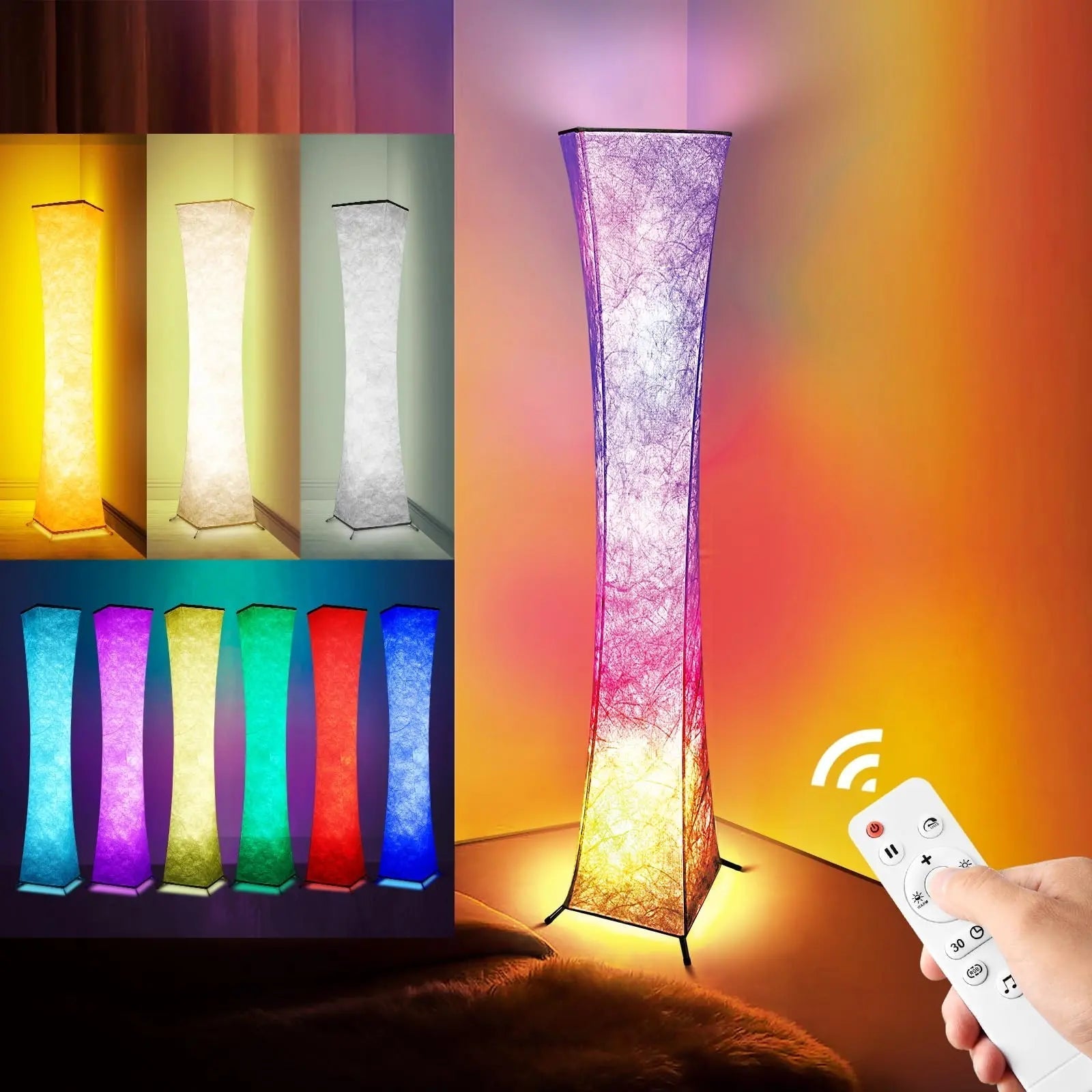Smart Led Floor Lamps, RGB Color Changing with APP & Remote Control, 62 Inch DIY Mode Music Sync Standing Modern Corner Lamp Decor for Living Room Bedroom Game, 1 Piece
