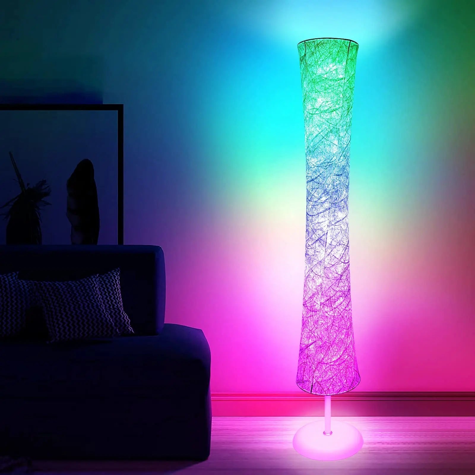 Smart Led Floor Lamps, RGB Color Changing with APP & Remote Control, 62 Inch DIY Mode Music Sync Standing Modern Corner Lamp Decor for Living Room Bedroom Game, 1 Piece